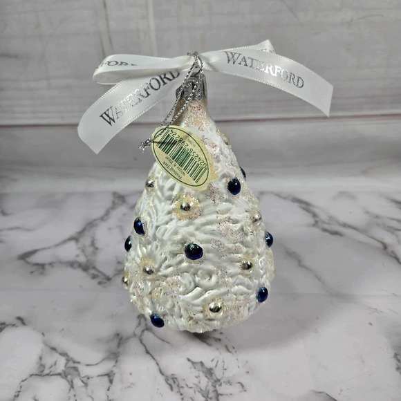 Waterford Holiday Heirloom Personal Pine Christmas Tree Ornament - White Blue - Picture 1 of 7